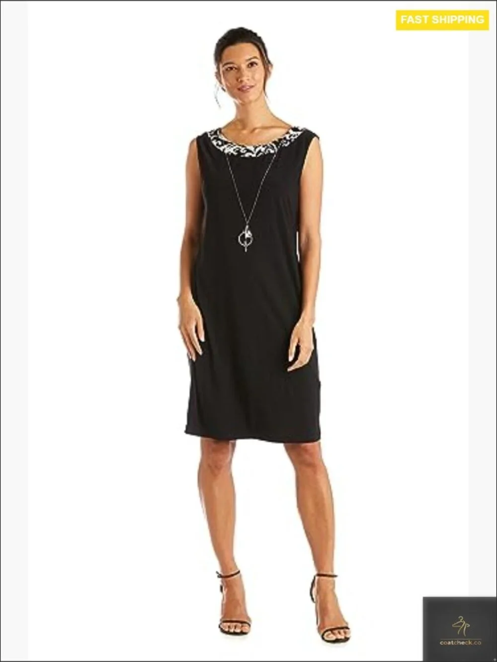 Two-Piece Jacket Dress Set With Detachable Necklace Sheath Knee-Length Wedding